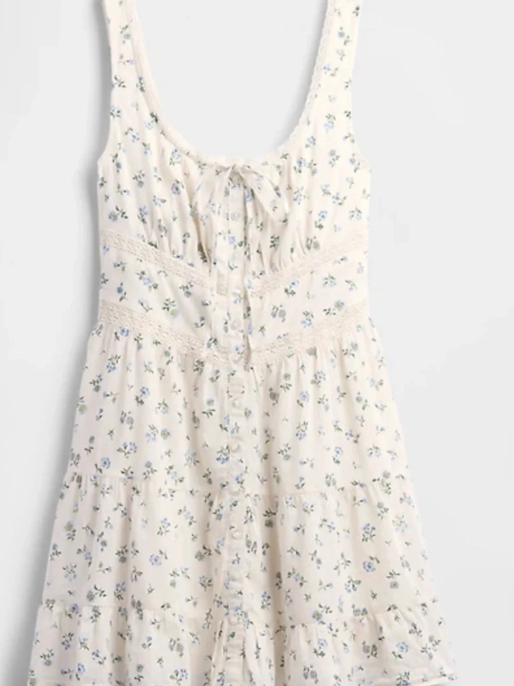 NWT Gap Women’s Cream Floral Sundress Size Small with Blue Bouquet Print